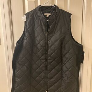 Woman Within Black Quilted Puffer Vest
